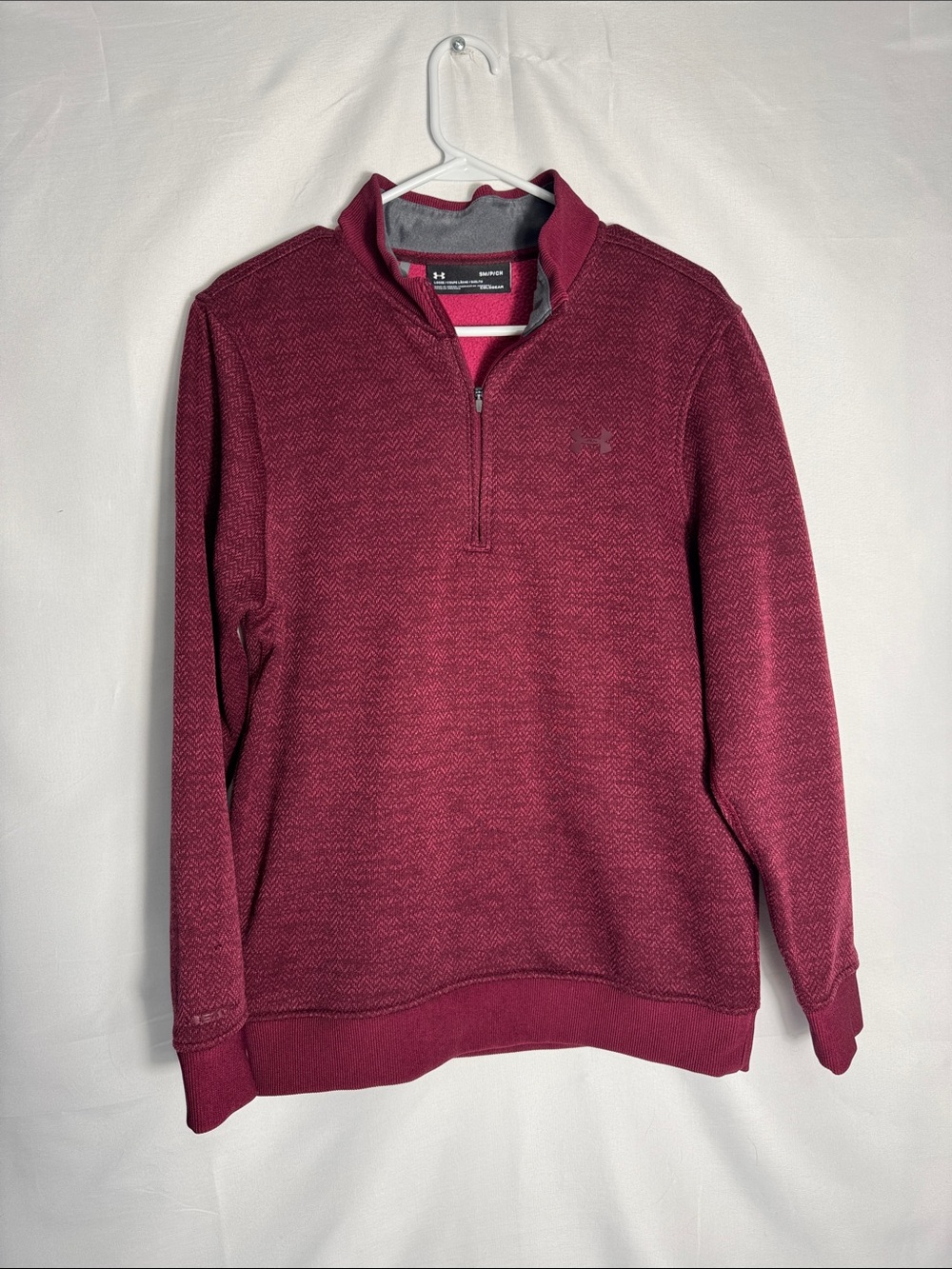 Under Armour Men's Storm Loose Cold Gear Burgundy Quarter-Zip Sweater Small